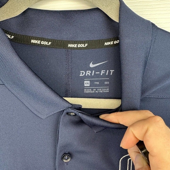 Nike Golf Polo Mens Sz XXL Dri Fit NYS Navy Performance Wear Short Sleeve Shirt - Picture 4 of 12